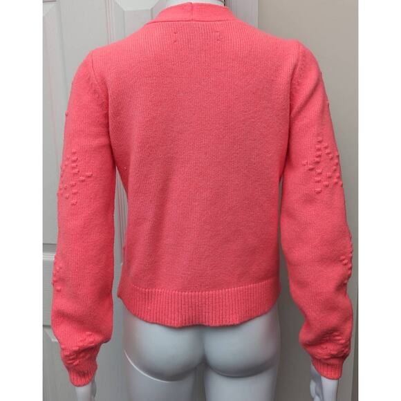 Loft Cardigan Size XS Barbiecore Concert Brunch Party Bright Pink Star Picnic - Picture 7 of 11